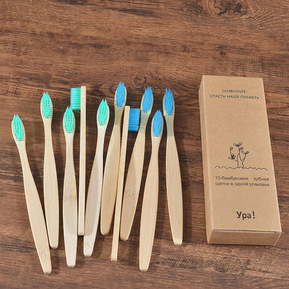 Eco Bamboo Toothbrush 10 Pack – Soft & Charcoal Bristles, Vegan & BPA-Free