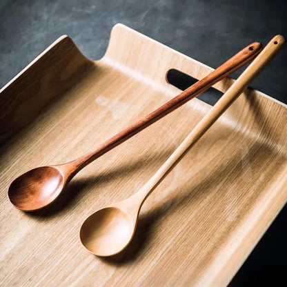 Lotus Wooden Spoon: Eco-Friendly Long Handle Salad Cooking Utensil