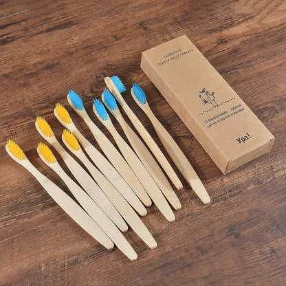 Eco Bamboo Toothbrush 10 Pack – Soft & Charcoal Bristles, Vegan & BPA-Free
