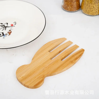Bamboo Salad Hands and Spoon Set for Kitchen Gadget Use