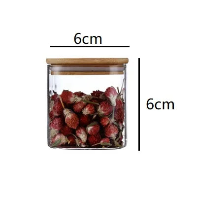 5oz Glass Jars Set with Bamboo Lids for Tea Coffee Beans Storage