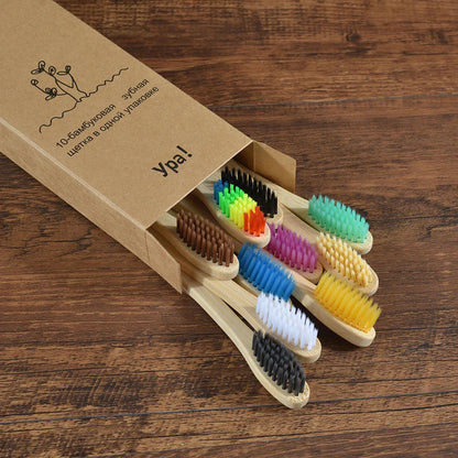 Eco Bamboo Toothbrush 10 Pack – Soft & Charcoal Bristles, Vegan & BPA-Free