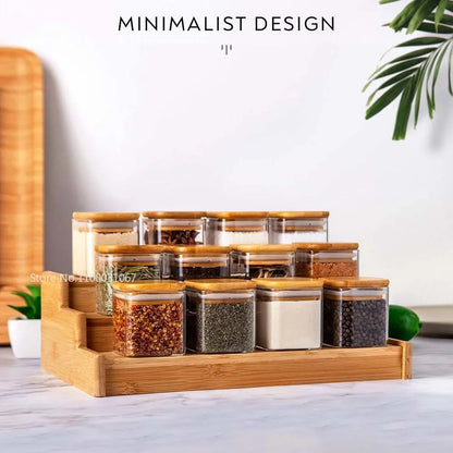 5oz Glass Jars Set with Bamboo Lids for Tea Coffee Beans Storage