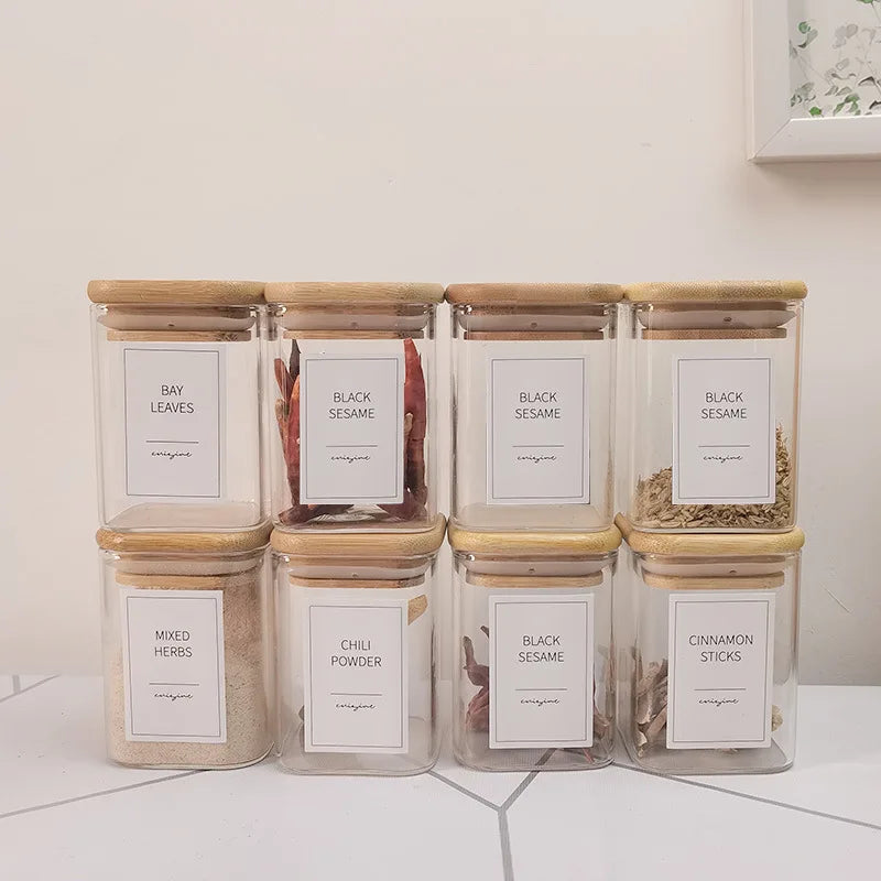 Glass Jar with Bamboo Lid - Food Storage Container for Tea, Coffee, and More