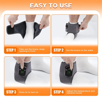 Electric Ankle Brace – Adjustable Hot Compress & Vibration Massage Support