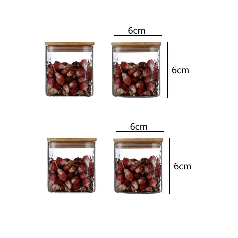 5oz Glass Jars Set with Bamboo Lids for Tea Coffee Beans Storage