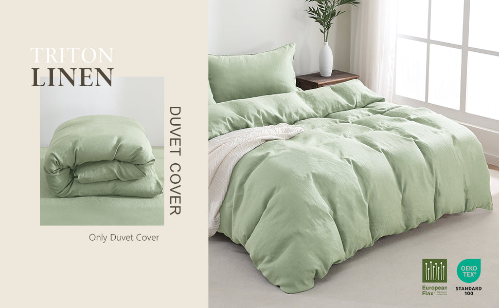 100% Linen Duvet Cover - Sage Duvet Cover Only