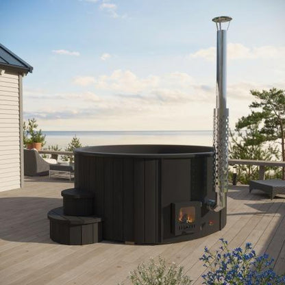 SaunaLife Model S4B — Wood-Fired Hot Tub for 6 | No Electricity Required