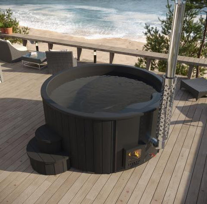 SaunaLife Model S4B — Wood-Fired Hot Tub for 6 | No Electricity Required