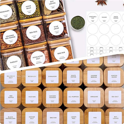 5oz Glass Jars Set with Bamboo Lids for Tea Coffee Beans Storage