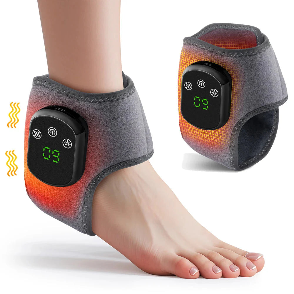 Electric Ankle Brace – Adjustable Hot Compress & Vibration Massage Support
