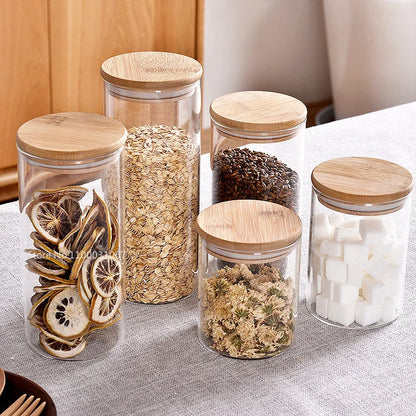Bamboo-Covered Glass Storage Jars: Airtight Solution for Kitchen Organizing