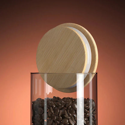 Airtight Glass Coffee Bean Storage Jar with Bamboo Lid for Kitchenpreservation