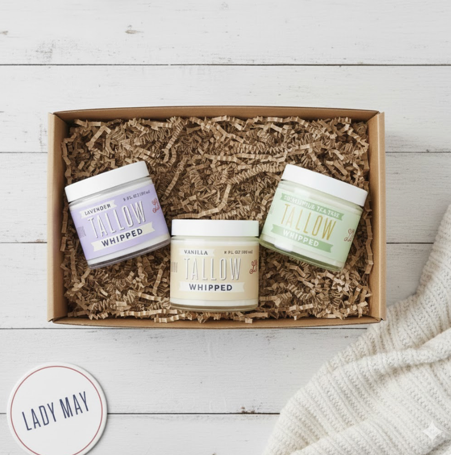Scented Whipped Tallow Trio - 9oz Lavender, Vanilla Bean & Eucalyptus Tea Tree | Grass-Fed Skincare Bundle