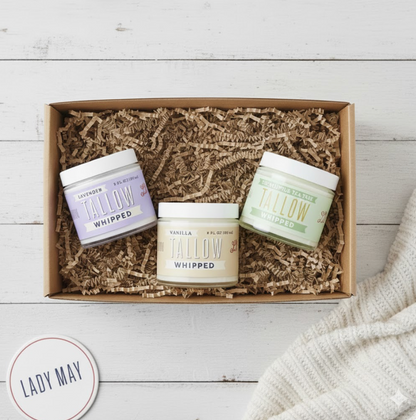 Scented Whipped Tallow Trio - 9oz Lavender, Vanilla Bean & Eucalyptus Tea Tree | Grass-Fed Skincare Bundle