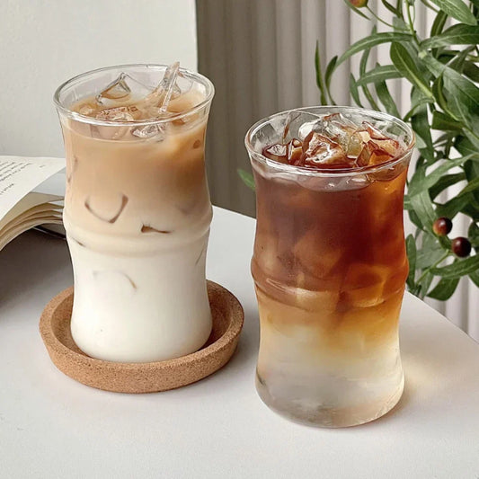 Glass Bamboo Knot Mug - Cute Clear Glass Coffee Cup for Hot or Cold Drinks