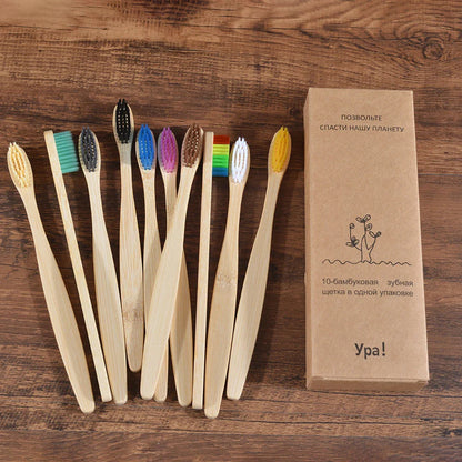 Eco Bamboo Toothbrush 10 Pack – Soft & Charcoal Bristles, Vegan & BPA-Free