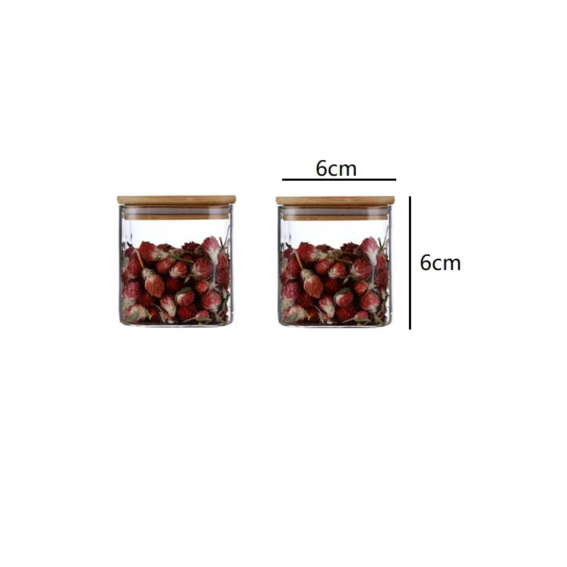 5oz Glass Jars Set with Bamboo Lids for Tea Coffee Beans Storage