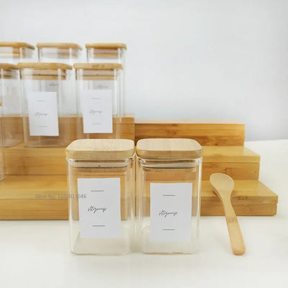 Glass Jar with Bamboo Lid - Food Storage Container for Tea, Coffee, and More