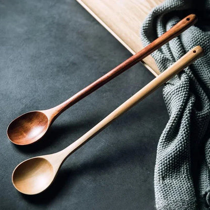 Lotus Wooden Spoon: Eco-Friendly Long Handle Salad Cooking Utensil