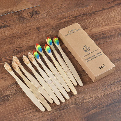Eco Bamboo Toothbrush 10 Pack – Soft & Charcoal Bristles, Vegan & BPA-Free