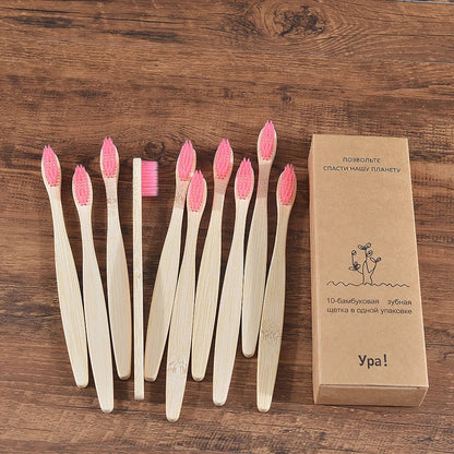 Eco Bamboo Toothbrush 10 Pack – Soft & Charcoal Bristles, Vegan & BPA-Free