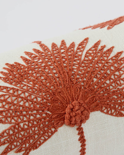 Palm Leaf Embroidered Bolster Pillow