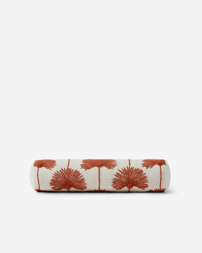 Palm Leaf Embroidered Bolster Pillow