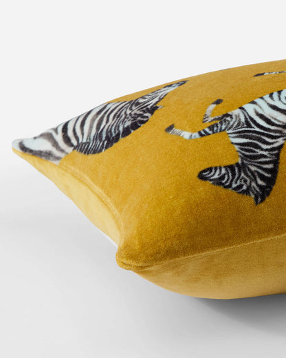 Velvet Watercolor Zebra Small Lumbar Pillow