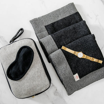 Reversible Solid Organic Cotton Travel Blanket and Eye Mask Set