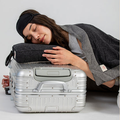 Reversible Solid Organic Cotton Travel Blanket and Eye Mask Set
