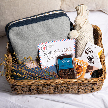 Reversible Solid Organic Cotton Travel Blanket and Eye Mask Set