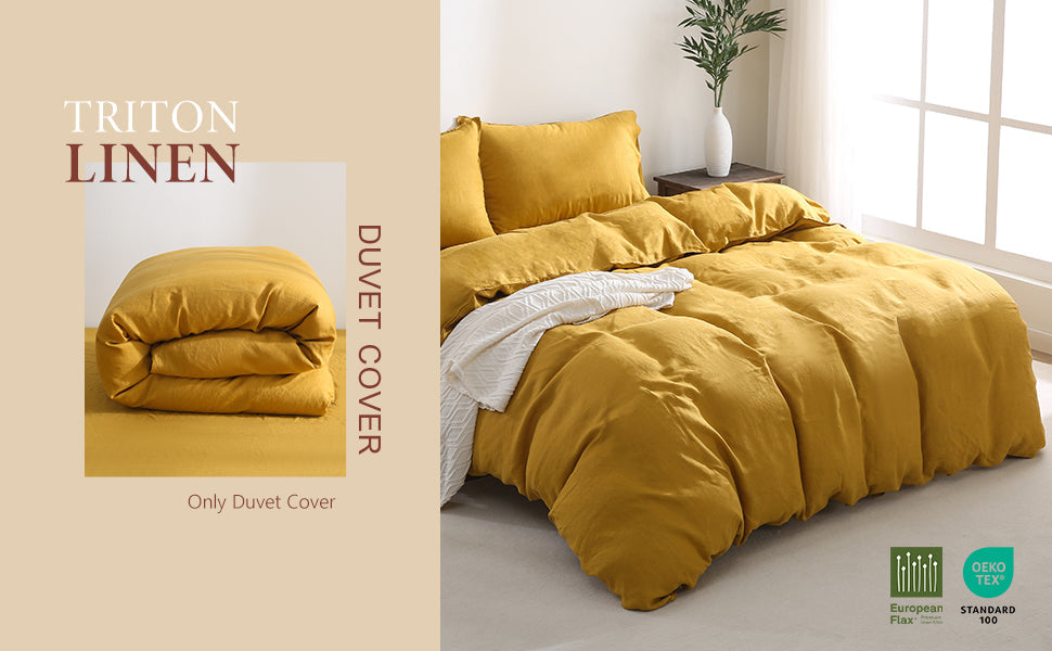 100% Linen Duvet Cover - Yellow Duvet Cover Only