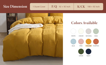 100% Linen Duvet Cover - Yellow Duvet Cover Only