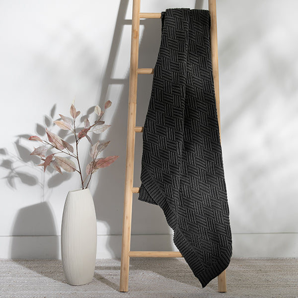Washed Brick Cotton Knit Throw Blanket