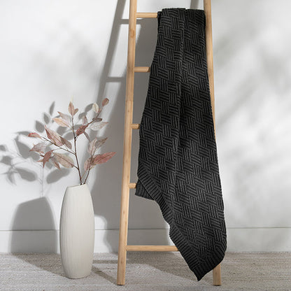 Washed Brick Cotton Knit Throw Blanket