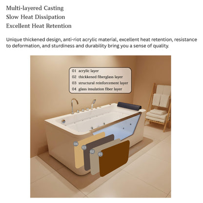 Alora 67-Inch 7-Jets Hydrotherapy Whirlpool Bathtub With Glass Panel (SAK13589)