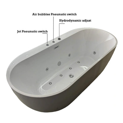 Alora Cascade 67-Inch Whirlpool Air Bath Soaking Tub With Adjustable Air Blower [No Faucet] (SAK24960)