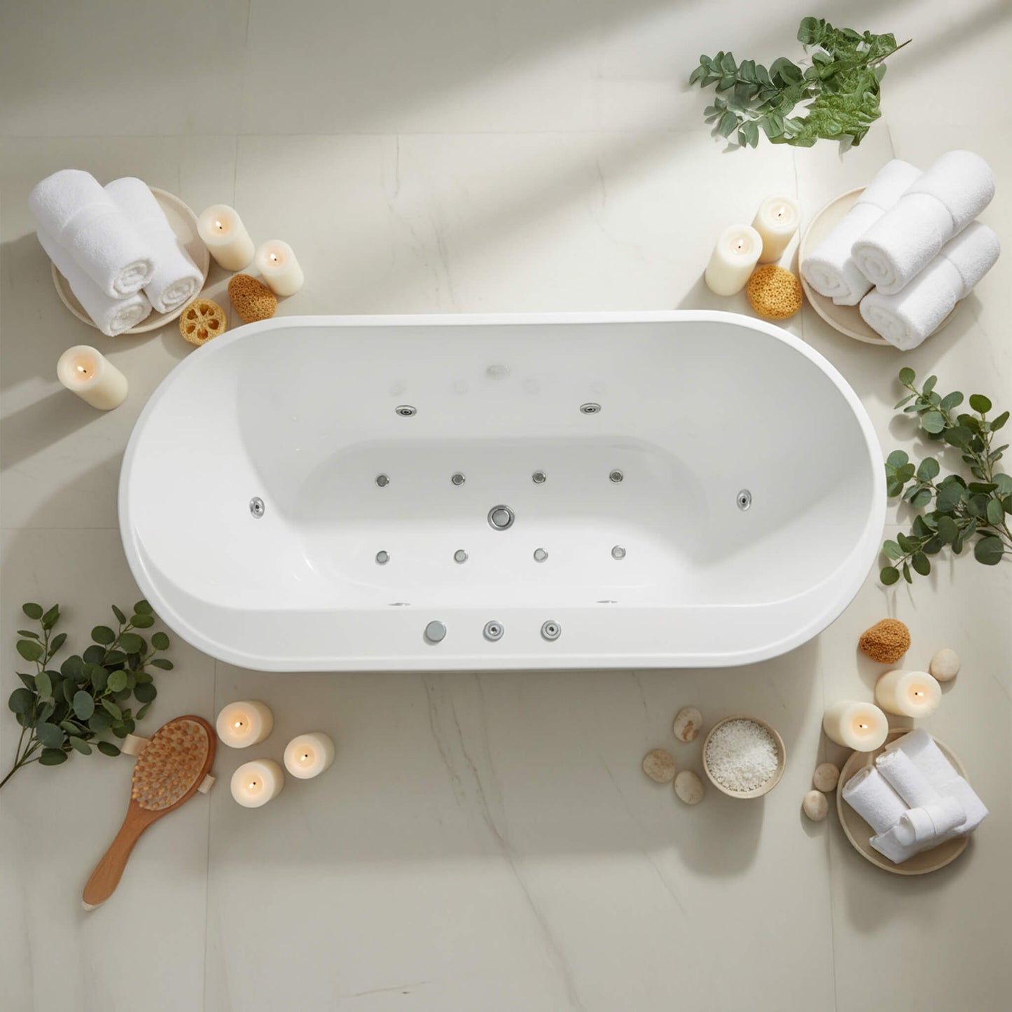 Alora Cascade 67-Inch Whirlpool Air Bath Soaking Tub With Adjustable Air Blower [No Faucet] (SAK24960)