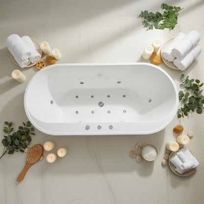 Alora Cascade 67-Inch Whirlpool Air Bath Soaking Tub With Adjustable Air Blower [No Faucet] (SAK24960)
