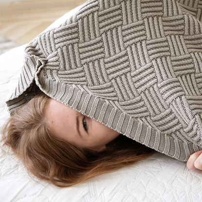 Washed Brick Cotton Knit Throw Blanket