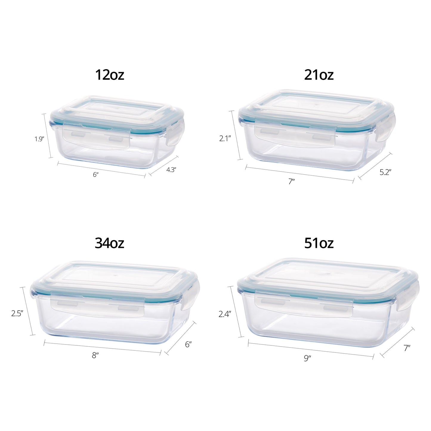 Cloc Glass Rectangular Food Storage