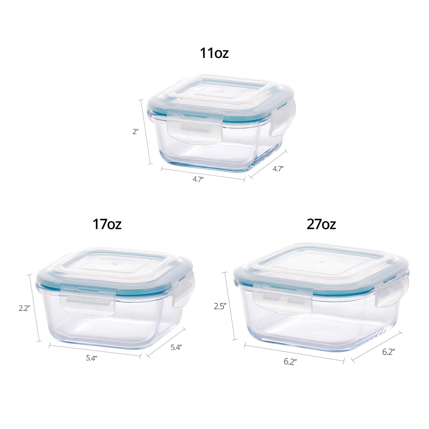 Cloc Glass Square Food Storage
