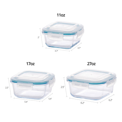 Cloc Glass Square Food Storage