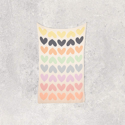 Blush Hearts Organic Cotton Travel Blanket and Eye Mask Set