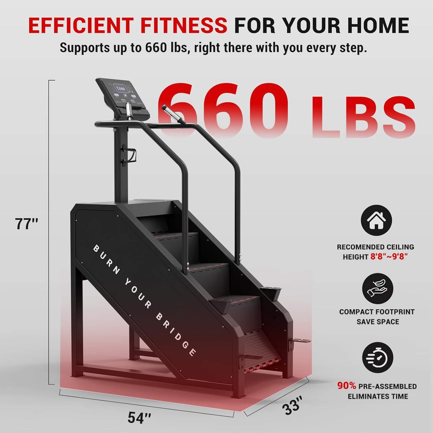 Rovix Commercial Stair Stepper With LED Display And 15 Resistance Levels