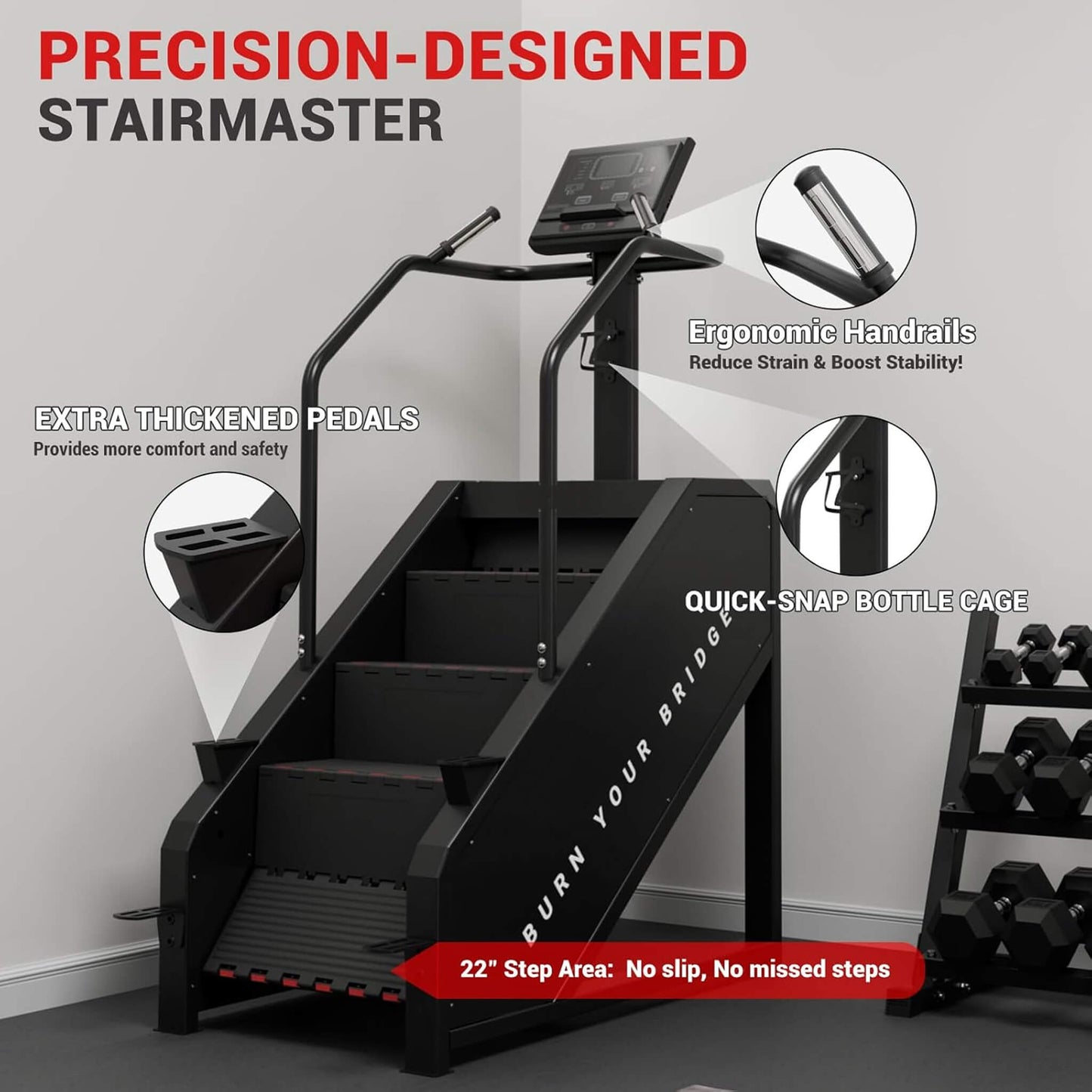 Rovix Commercial Stair Stepper With LED Display And 15 Resistance Levels