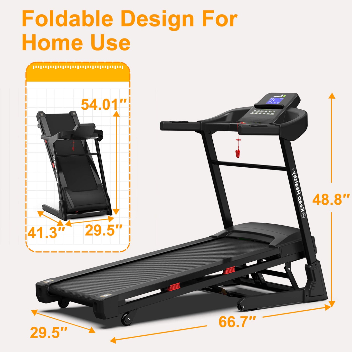 Rovix Compact 3.5HP Foldable Electric Treadmill With Bluetooth, LCD Display & 12 Pre-Set Running Programs