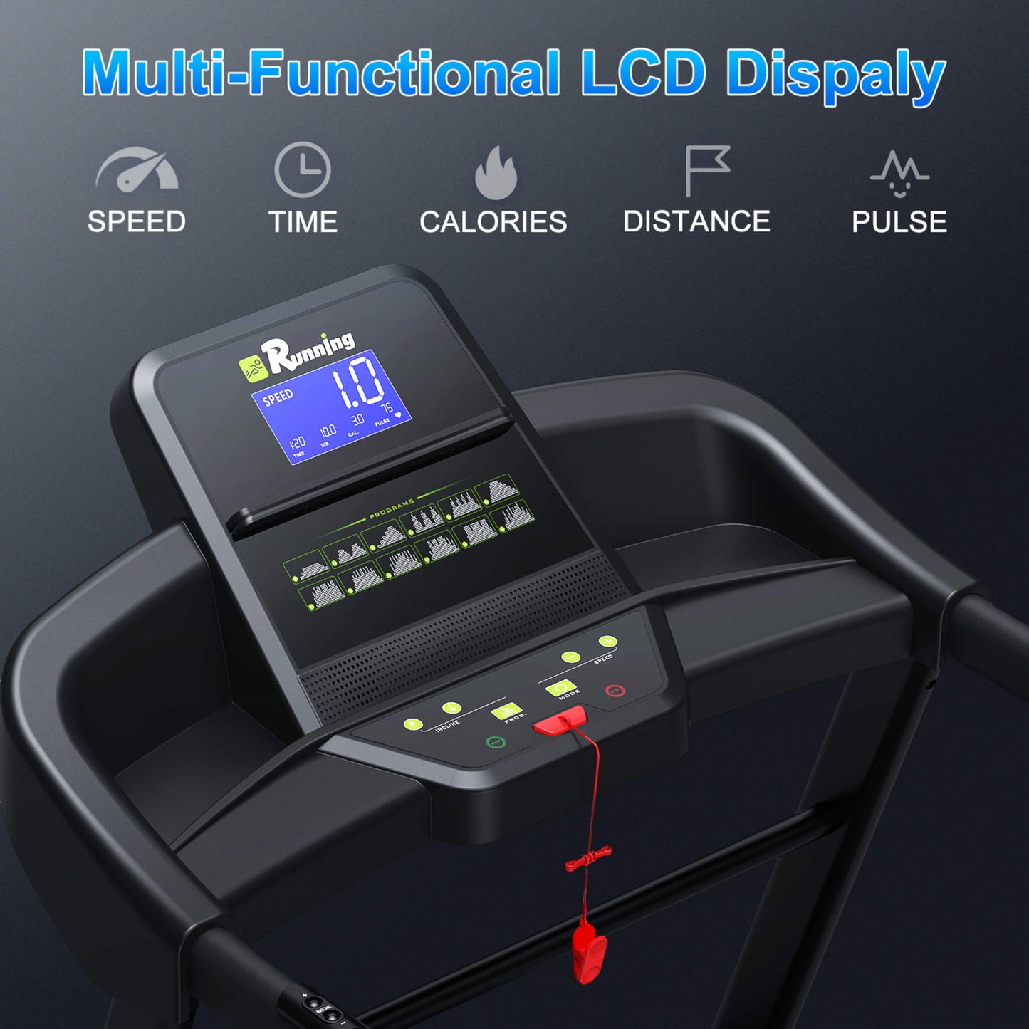 Rovix Compact 3.5HP Foldable Electric Treadmill With Bluetooth, LCD Display & 12 Pre-Set Running Programs