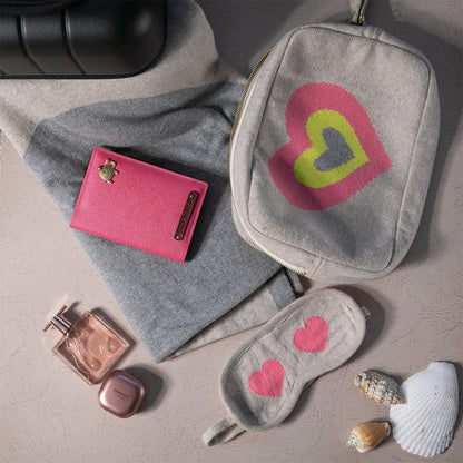 Crazy Hearts Capri Organic Cotton Travel Blanket and Eye Mask Set